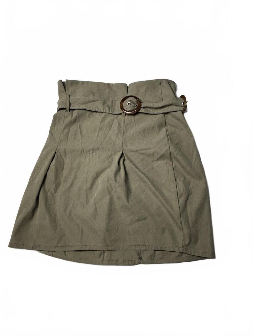 Nasty Gal Beige Paperbag Waist Mini Skirt with Buckle Belt